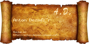 Anton Dezsér névjegykártya